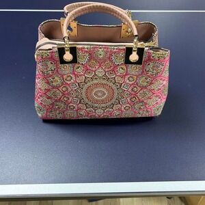 Motiff Kilim Bag And Purse Boho Gold Vegan Leather shoulder bag